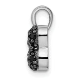 Sterling Silver Pendant with Black and White Cubic Zirconia, Dog Bone Pet Lover Charm