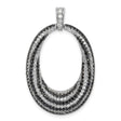 Sterling Silver Oval Pendant with Black and White Cubic Zirconia, Modern Contrast Design