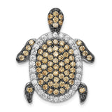 Sterling Silver Sea Turtle Pendant with Cubic Zirconia, Ocean Animal Nature Jewelry
