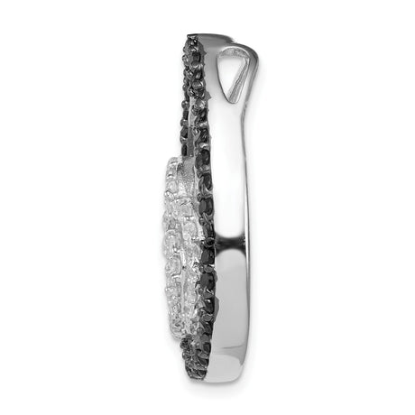 Sterling Silver Heart Pendant with Cubic Zirconia, Intertwined Hearts and Teardrop Design