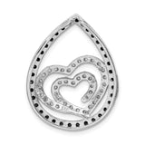 Sterling Silver Heart Pendant with Cubic Zirconia, Intertwined Hearts and Teardrop Design