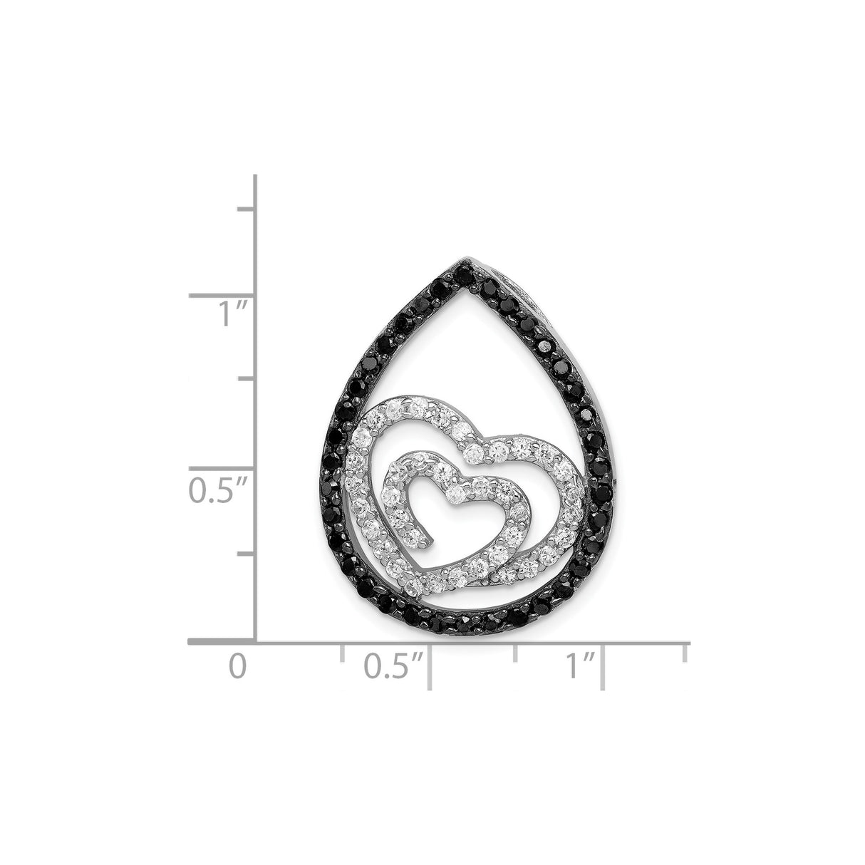 Sterling Silver Heart Pendant with Cubic Zirconia, Intertwined Hearts and Teardrop Design