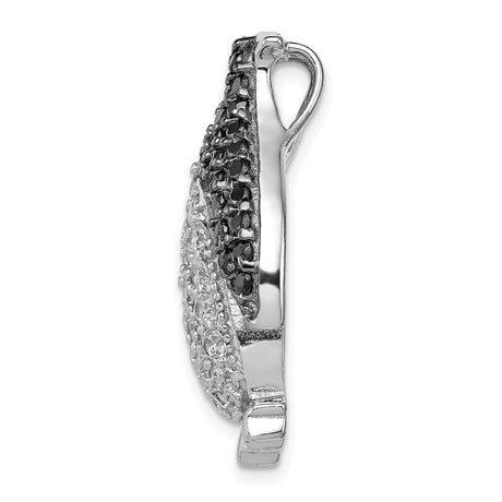 Sterling Silver Penguin Pendant with Black and White Cubic Zirconia Pavé, Nature Inspired Charm