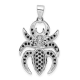 Sterling Silver Spider Pendant with Black and White Cubic Zirconia, Gothic Style