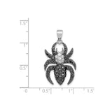 Sterling Silver Spider Pendant with Black and White Cubic Zirconia, Gothic Style