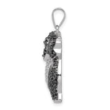 Sterling Silver Owl Pendant with Black and White Cubic Zirconia, Nature-Inspired Design