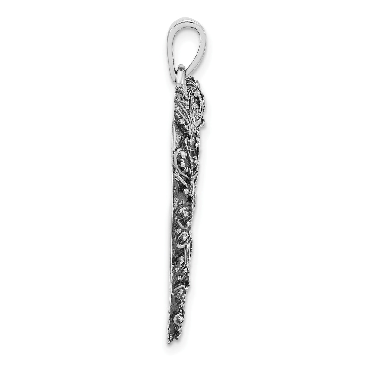 Sterling Silver Heart Pendant with Vintage Filigree and Ornate Scrollwork Design