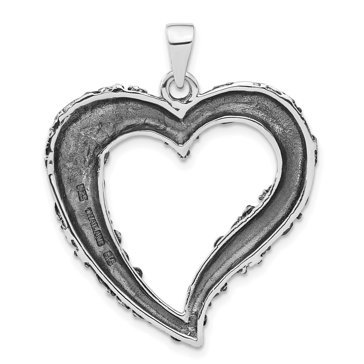 Sterling Silver Heart Pendant with Vintage Filigree and Ornate Scrollwork Design