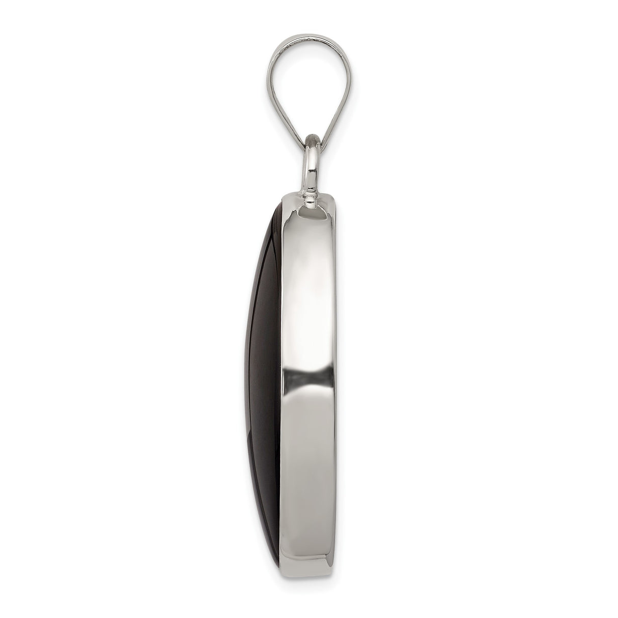 Sterling Silver Oval Pendant with Black Onyx, Minimalist Unisex Spiritual Jewelry
