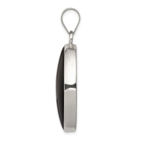 Sterling Silver Oval Pendant with Black Onyx, Minimalist Unisex Spiritual Jewelry