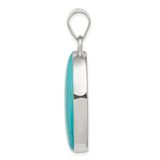 Sterling Silver Oval Turquoise Pendant, Minimalist Southwestern Style Healing Jewelry for Women
