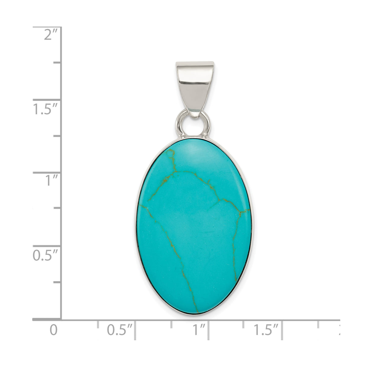 Sterling Silver Oval Turquoise Pendant, Minimalist Southwestern Style Healing Jewelry for Women