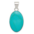 Sterling Silver Oval Turquoise Pendant, Minimalist Southwestern Style Healing Jewelry for Women