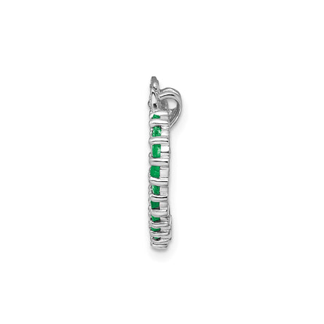 Sterling Silver Heart Pendant with Emerald, Diamond Butterfly Accent, Nature Inspired Jewelry for Women