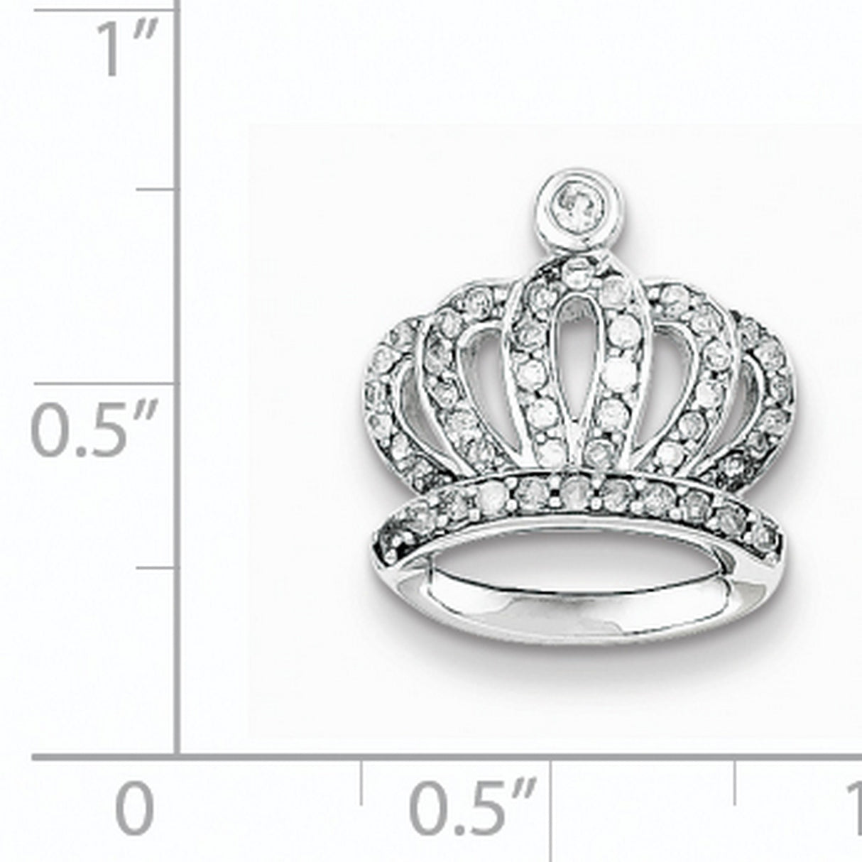 Sterling Silver Crown Pendant with Cubic Zirconia, Princess Style Jewelry for Women