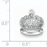 Sterling Silver Crown Pendant with Cubic Zirconia, Princess Style Jewelry for Women