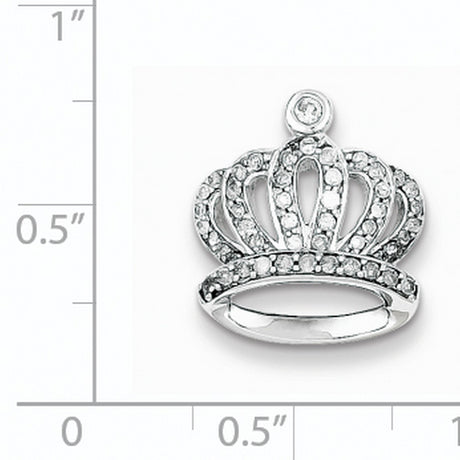 Sterling Silver Crown Pendant with Cubic Zirconia, Princess Style Jewelry for Women