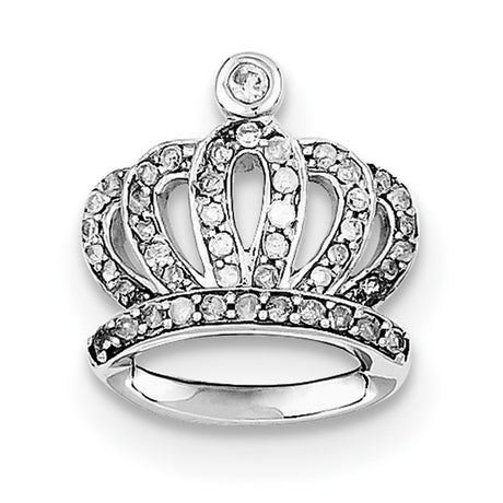 Sterling Silver Crown Pendant with Cubic Zirconia, Princess Style Jewelry for Women