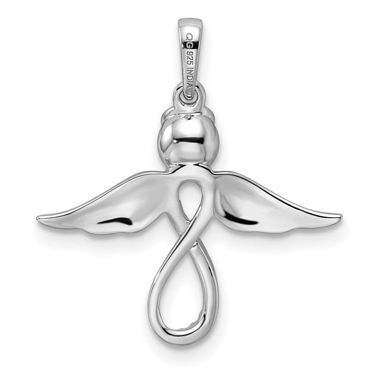 Diamond Angel Charm Pendant in Real 925 Sterling Silver