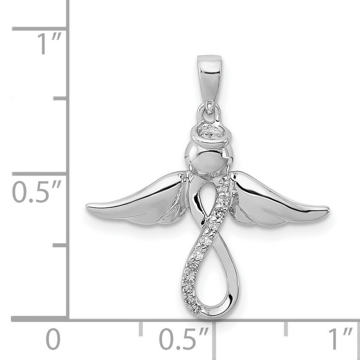 Diamond Angel Charm Pendant in Real 925 Sterling Silver