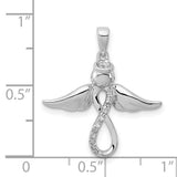 Diamond Angel Charm Pendant in Real 925 Sterling Silver