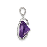 Sterling Silver Pendant with Amethyst and Vertical Cubic Zirconia Accents for Women