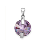 Sterling Silver Pendant with Amethyst and Vertical Cubic Zirconia Accents for Women