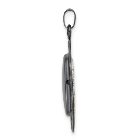 Sterling Silver Heart Pendant with Cubic Zirconia and Black Plated Openwork Frame for Women