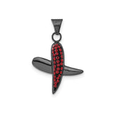 Sterling Silver Sideways Cross Pendant with Red Crystal Accents, Modern Christian Design for Women