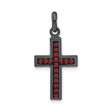 Sterling Silver Cross Pendant with Black Ceramic and Red Crystal Accents