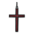 Black Ceramic Red Swarovski Elements Cross Charm Pendant in Real 925 Sterling Silver