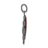 Sterling Silver Pendant with Red Crystal Italian Horn, Cornuto Amulet Charm for Women