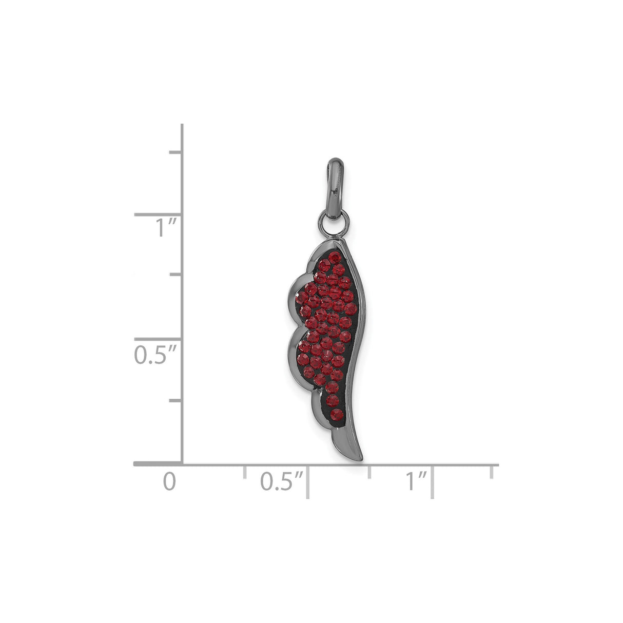 Sterling Silver Pendant with Red Crystal Italian Horn, Cornuto Amulet Charm for Women