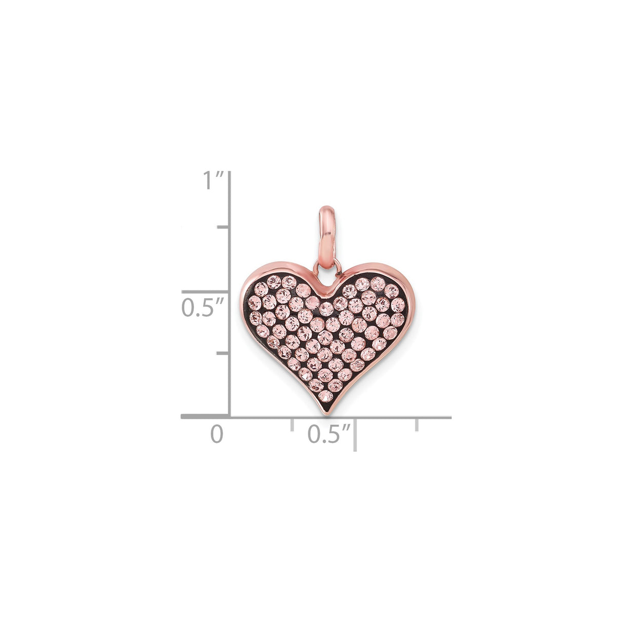 Sterling Silver Heart Pendant with Pink Crystal and Rose Gold Plating, Romantic Jewelry for Women