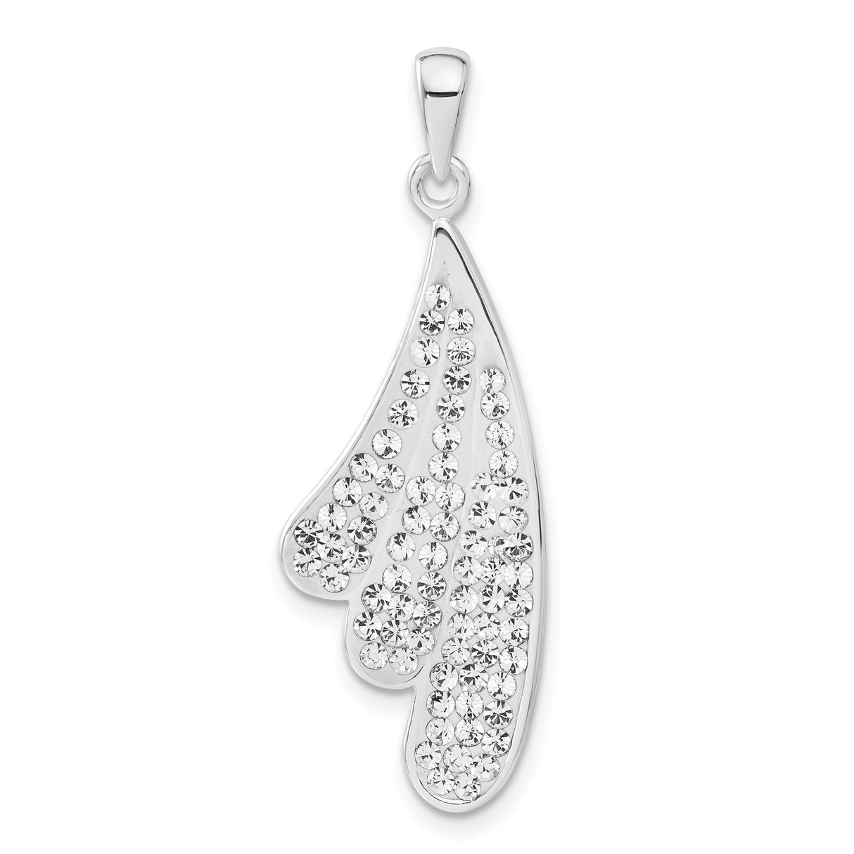 Sterling Silver Angel Wing Pendant with Clear Crystal Accents, Spiritual Memorial Jewelry for Women