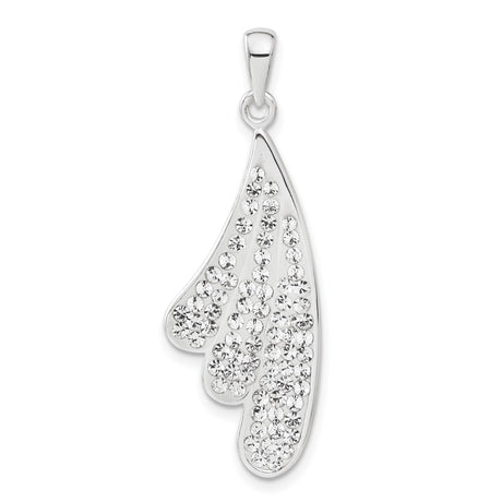 Sterling Silver Angel Wing Pendant with Clear Crystal Accents, Spiritual Memorial Jewelry for Women