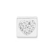 Sterling Silver Heart Charm Bead with Crystal Accents, Romantic Style for Women's Bracelets