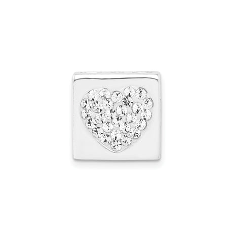 Sterling Silver Heart Charm Bead with Crystal Accents, Romantic Style for Women's Bracelets