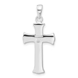 Sterling Silver Cross Pendant with White Crystal, Modern Religious Faith Symbol for Men and Women