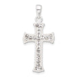Sterling Silver Cross Pendant with White Crystal, Modern Religious Faith Symbol for Men and Women
