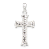 Sterling Silver Cross Pendant with White Crystal, Modern Religious Faith Symbol for Men and Women