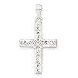 Sterling Silver Faith Pendant with Crystal Beveled Cross Charm for Men and Women