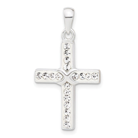 Sterling Silver Faith Pendant with Crystal Beveled Cross Charm for Men and Women
