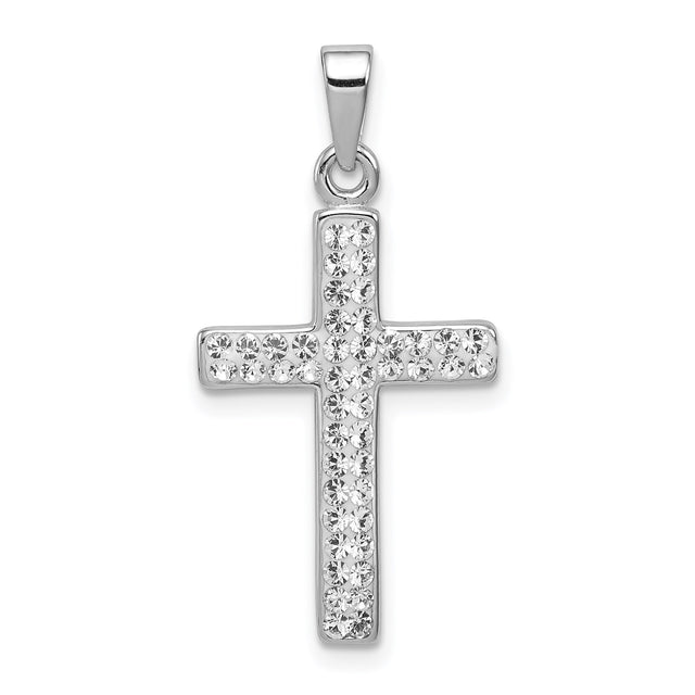 Sterling Silver Cross Pendant with Clear Crystal, Modern Style Faith Jewelry for Men and Women