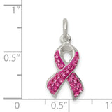 Sterling Silver Pendant with Crystals, Pink Ribbon Breast Cancer Awareness Jewelry