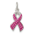 Sterling Silver Pendant with Crystals, Pink Ribbon Breast Cancer Awareness Jewelry
