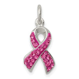 Sterling Silver Pendant with Crystals, Pink Ribbon Breast Cancer Awareness Jewelry