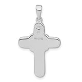 Sterling Silver Cross Pendant with Amethyst and Lavender Crystals, Modern Polished Design