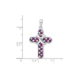 Sterling Silver Cross Pendant with Amethyst and Lavender Crystals, Modern Polished Design