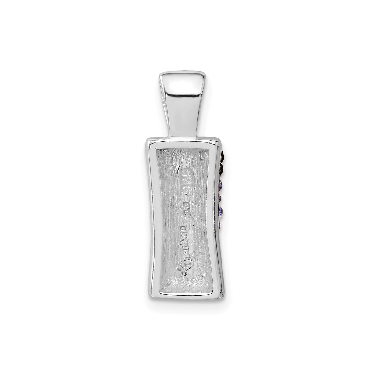 Sterling Silver Rectangular Pendant with Crystal Wave Design in Purple, Black, and Lavender